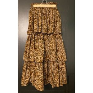 Storia tiered leopard maxi skirt